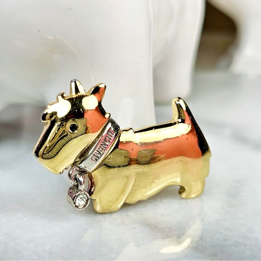 Givenchy Rare Vintage Collared Dog Brooch